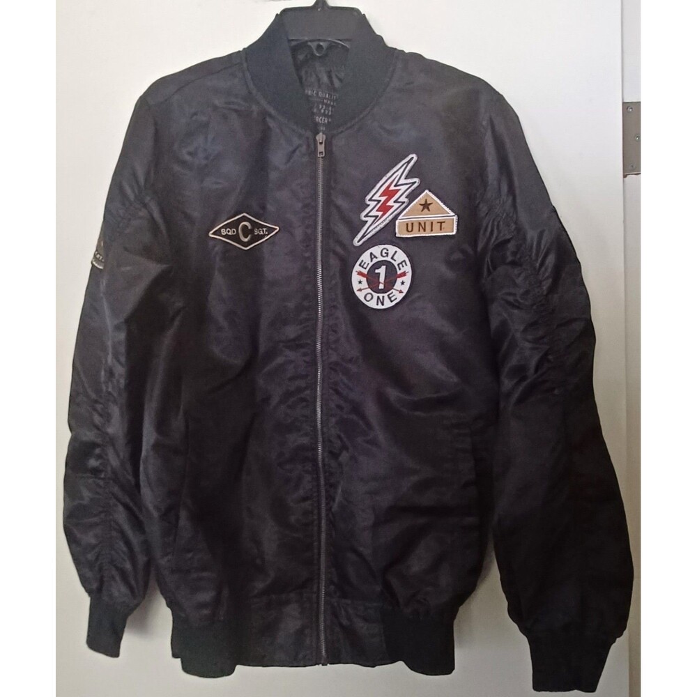 Bleecker & Mercer Sz Large Men Bomber‎ Jacket w/Patches Pilot Military Aviation - Picture 2 of 14